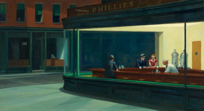 The painting Nighthawks by Edward Hopper