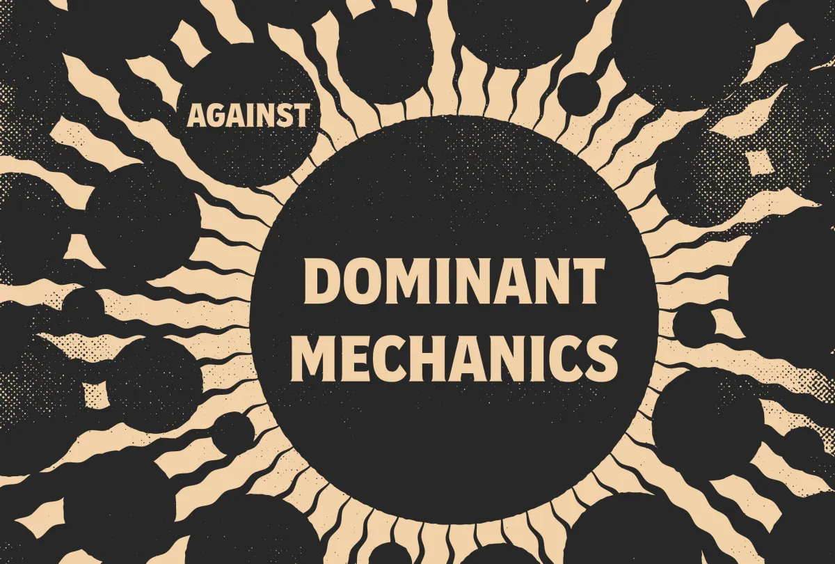 A black massive circle overwhelms other smaller ones in a cracked landscape.