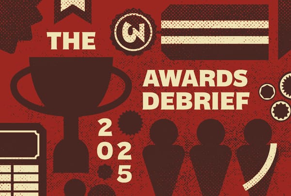 Awards on a colored background. The title reads, "The Awards Debrief 2025."